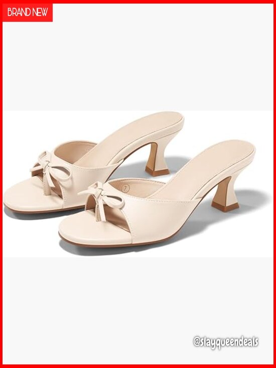 Shoes - Kitten Heels Sandals Bow Mules Open Toe Slide Dressy Summer Shoes